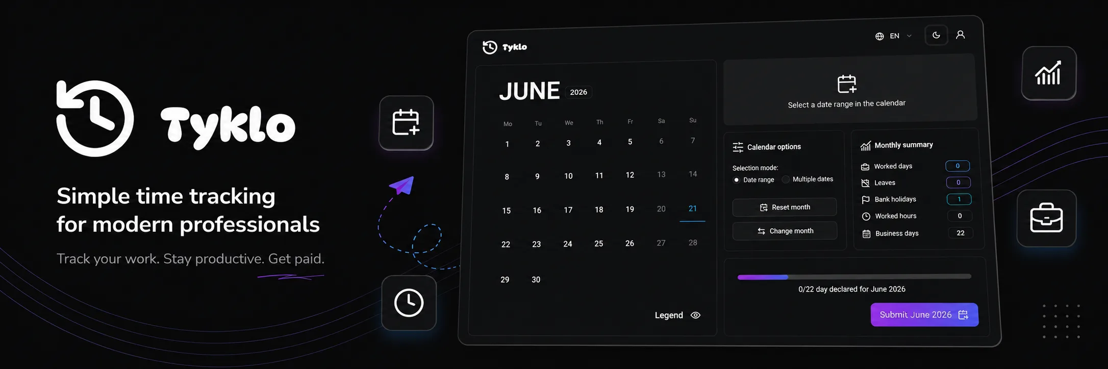 Tyklo timesheet app preview